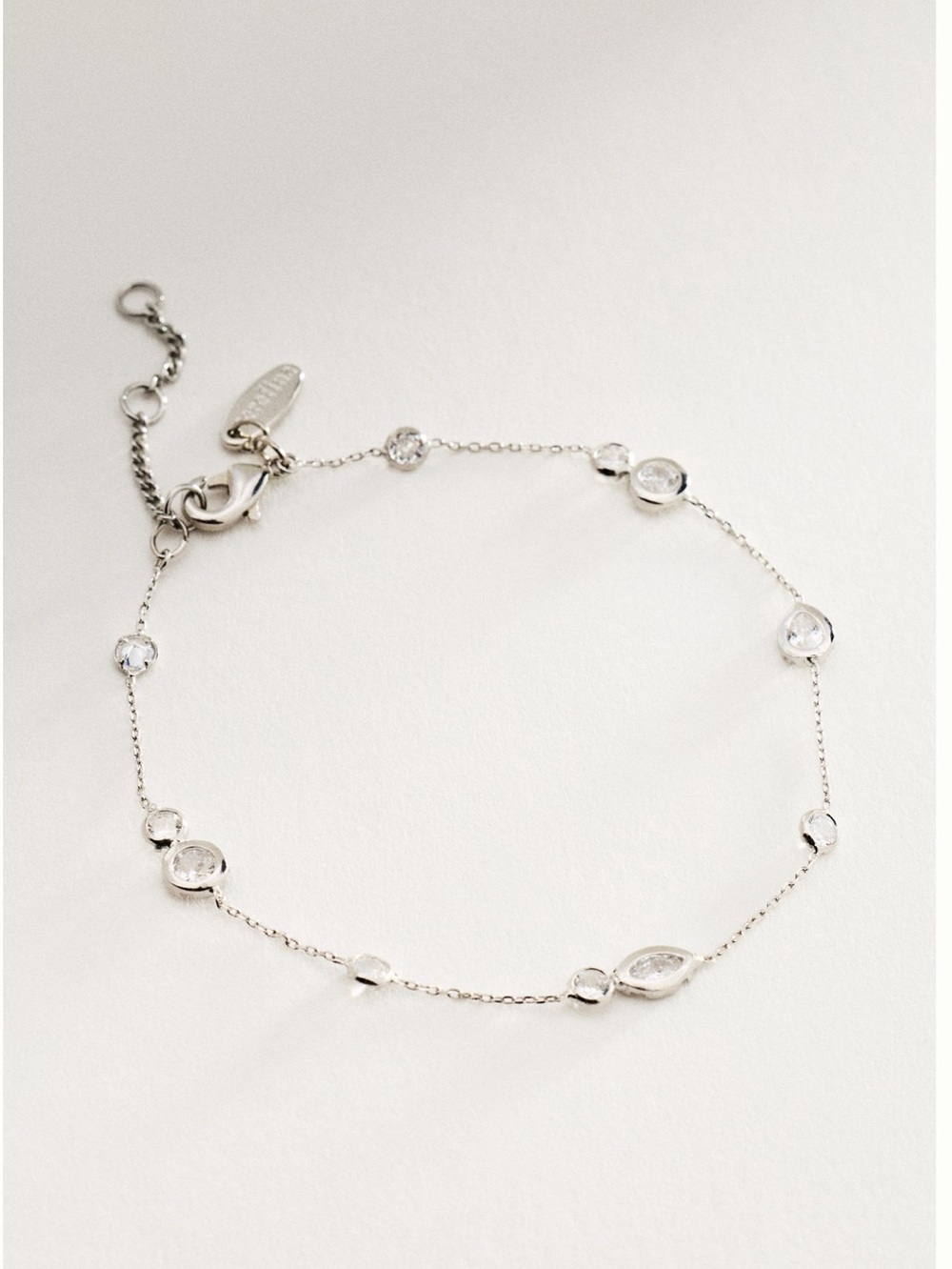 Anthropologie 14KT Gold Plated Bracelet Mixed Crystal Delicate New White Gold